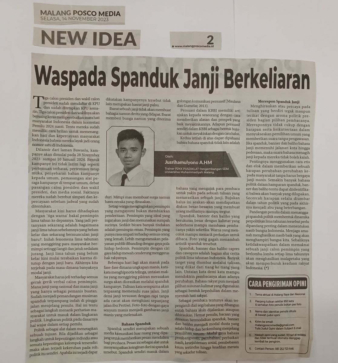 Waspada Spanduk Janji Berkeliaran - Malang Posco Media - UMM Dalam ...